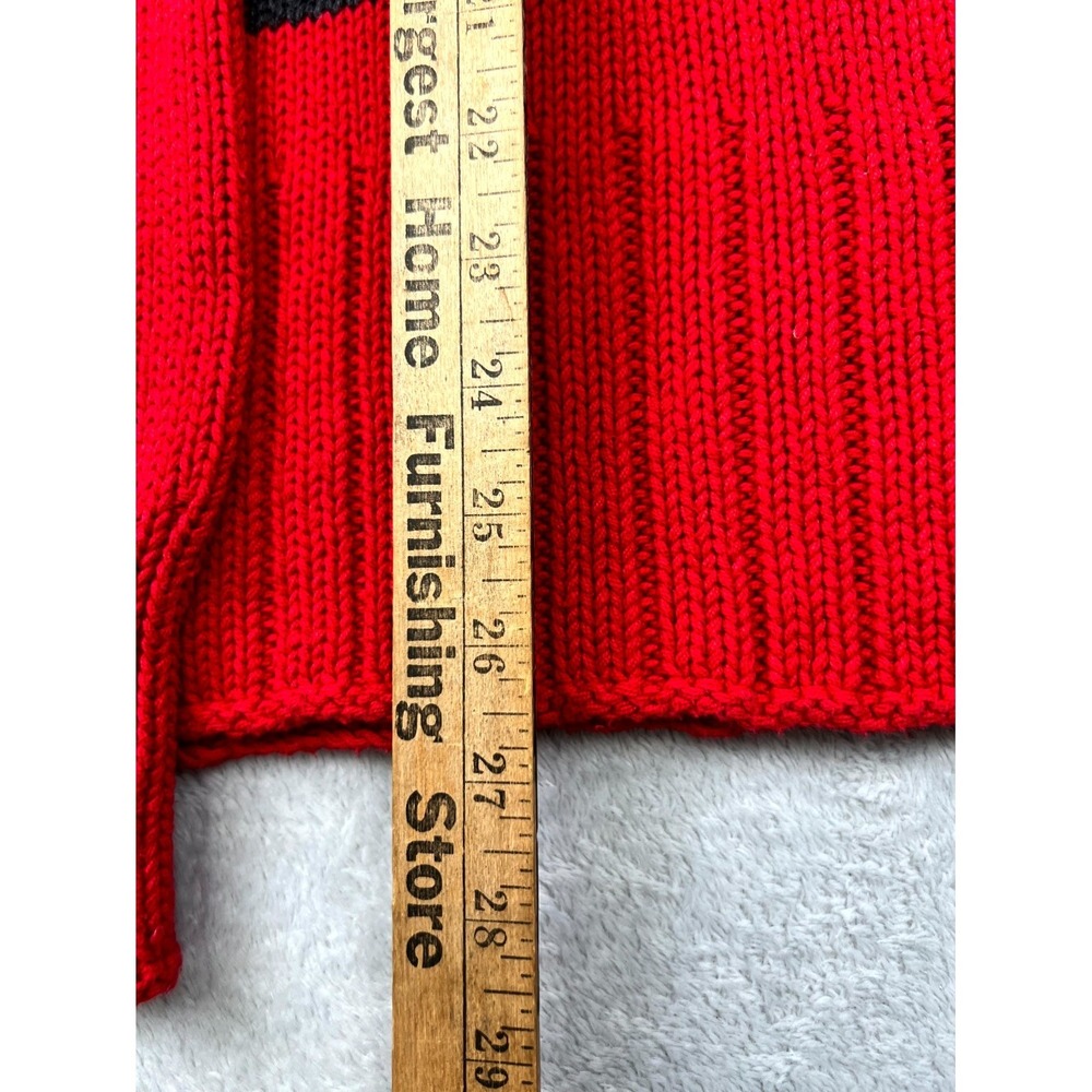 VTG Ralph Lauren Polo Jeans Co Sweater Womens M Red Knit Striped Cotton Hooded - Picture 5 of 8